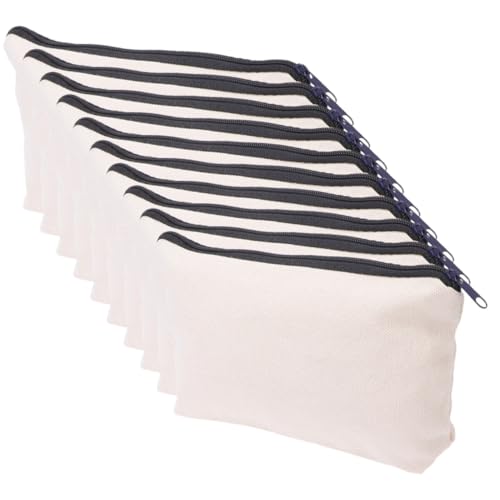 Operitacx 10 Stück Teiliges Canvas Kosmetiktaschen Kleine Reißverschluss Kosmetikbeutel Leerer DIY Make up Organizer Personalisierbare Federmäppchen für Reisen und Alltag von Operitacx