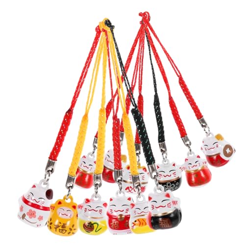 Operitacx 12 Stück Teiliges Schlüsselanhänger Katzenanhänger mit Glücksglocke Leichte Kleine Anhänger Zufällige Farben Stilvolle Taschenhänger Dekorative Katzenanhänger für von Operitacx