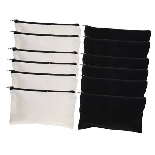 Operitacx 12 Stück Teiliges Sublimations Segeltuch Kosmetiktaschen mit Reißverschluss Hitzebeständige Make Up Taschen für Reisen und Alltag Vielseitige DIY Kulturbeutel für Frauen und von Operitacx