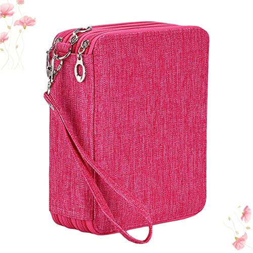 Operitacx 3-lagige Bleistift-Aufbewahrungstasche für Studenten Schreibwaren-Organizer Stiftetasche Box Rosa Rot von Operitacx