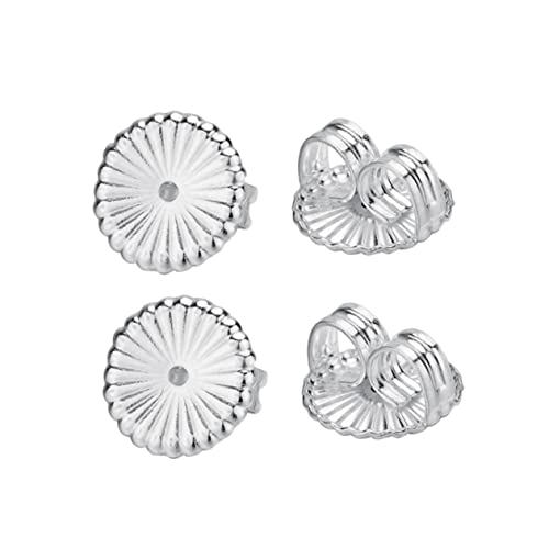 Operitacx 2 Paar Silber Ohrstecker Pads Ohrstecker Verschlüsse für Damen und Mädchen Große Gepolsterte Rückseiten aus Hochwertigem Silber Sichere Ohrring Stopper für Standard und Haken von Operitacx