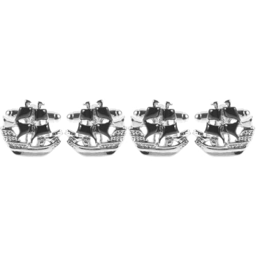 Operitacx 2 Paare Herren Manschettenknöpfe Form Eines Segelboots Cufflinks für Hochzeit Business und Freizeit Langlebig und Hochwertigem Gefertigt von Operitacx