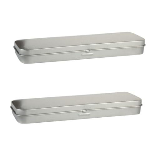Operitacx 2 Stück Multifunktionaler Rechteckiger Stiftebox aus Stahlblech mit Klappdeckel Sicherer Organizer für Stifte Radiergummi und Schreibtischbedarf für Schüler und Büro von Operitacx