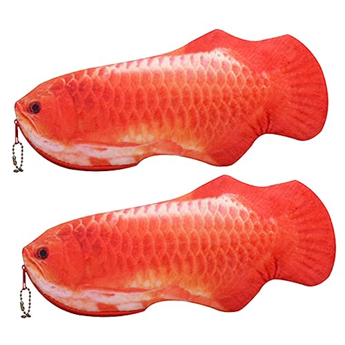 Operitacx 2 Stück Plüsch Federmäppchen Cartoon Fisch Design Großes Stiftemäppchen aus Weichem Plüsch Geräumige Schreibwaren Tasche mit Reißverschluss für Schüler von Operitacx