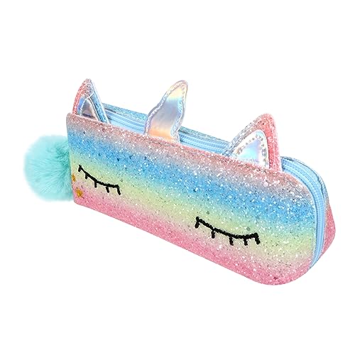 Operitacx Schulsachen 2 STK Federmäppchen Einhorn Brieftasche Mit Pailletten Glitzer-Kosmetiktasche Federmäppchen Aus Pailletten Glitzer Handtasche Hohe Kapazität Student Regenbogengrüße von Operitacx