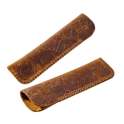 Operitacx 2 Stück Vintage Handgemachte Leder Stiftetui Kleiner Organizer für Füllfederhalter und Stifte Praktische Federtasche im Retro Design für Stifte und Kleine Gegenstände von Operitacx