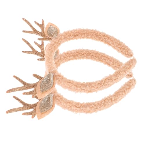 Operitacx 2 Stück Weihnachtlicher Rentiergeweih Haarreif Leichtes Komfortables Stirnband mit Goldfarbenen Geweihen Festliche Kopfbedeckung für Weihnachtsfeier und Partyzubehör von Operitacx