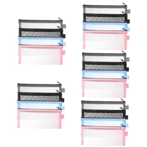 Operitacx 20 STK Netz Transparentes Federmäppchen Abriebfestes Federmäppchen Durchsichtige Kosmetiktaschen Federmäppchen Aus Mesh Reise-Make-up-Set Tragbar Student Nylon Aufbewahrungstaschen von Operitacx