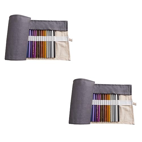 Operitacx 2stücke Große Kapazität Stifterolle Aus Grauem Canvas Mit Fächern Tragbarer Organizer Für Buntstifte Marker Und Pinsel Für Künstler Und Schüler Leicht Verstaubar Und von Operitacx