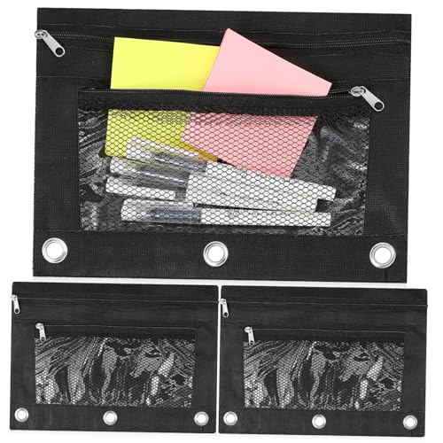 Operitacx 3 STK Mäppchen stifttasche Stiftbeutel Münzbeutel Schreibwarentaschen kleine Netztaschen mit Reißverschluss Stiftetui mit Reißverschluss Münzen Tasche Geldbeutel Oxford-Stoff Black von Operitacx