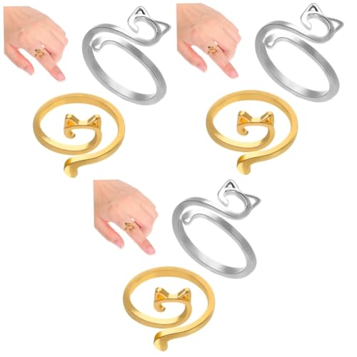 Operitacx 3 Sätze Verstellbare Häkelringe Garnführer Für Finger Knitting Ring Gold Und Silber Komfortabel Für Stricken Und Häkeln Für Kreative Projekte 4 Stück * 3 von Operitacx