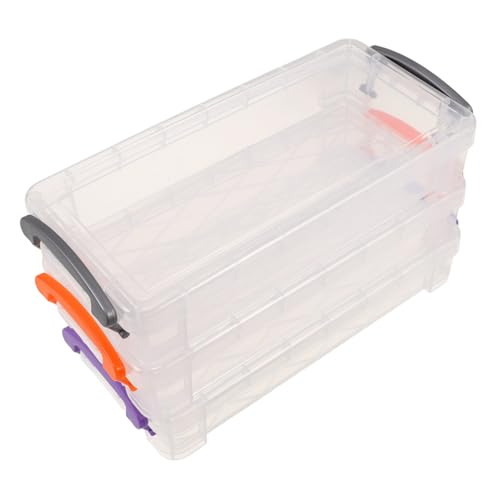 Operitacx 3 Stück Große Transparente Kunststoff stiftebox mit Sicherem Doppelklappverschluss Stapelbarer Organizer für Kunstbedarf Buntstifte Marker Pinsel für Schüler und Künstler von Operitacx