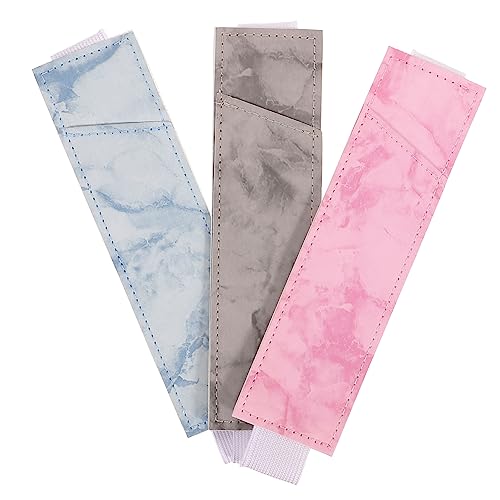 Operitacx 3 Stück Teiliges Elastisches Stifthalter für Notizbücher PU Leder Stiftetuis mit Gummiband rutschfeste Pen Sleeves in Marmor Blau Praktische Federtaschen für Büro und Schule von Operitacx