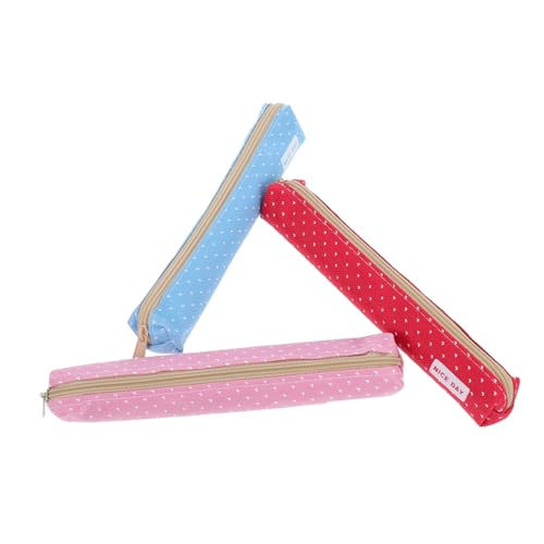 Operitacx 3 Stück Teiliges Federmäppchen aus Canvas mit Reißverschluss Buntes Candy Color Design Schlankes Leichtes Schreibwaren Organizer für Schule Reise Kosmetik für Mädchen Jungen von Operitacx