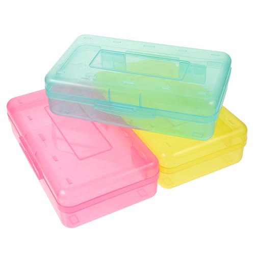 Operitacx 3 Stück Teiliges Transparentes Kunststoff Mäppchen Praktischer Stifte Organizer Robuste Aufbewahrungsbox für Bleistifte Marker und Malutensilien für Schule und Büro von Operitacx