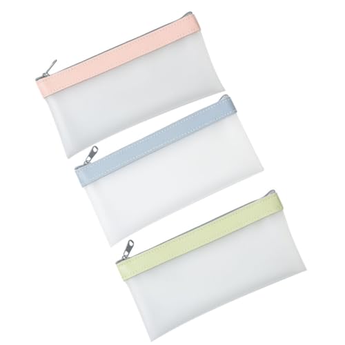Operitacx 3 Stück Teiliges Transparentes Schreibwaren Praktische TPU Federmäppchen mit Reißverschluss Kirschblütenpink und Nebelblau für Schule Büro und Künstler von Operitacx
