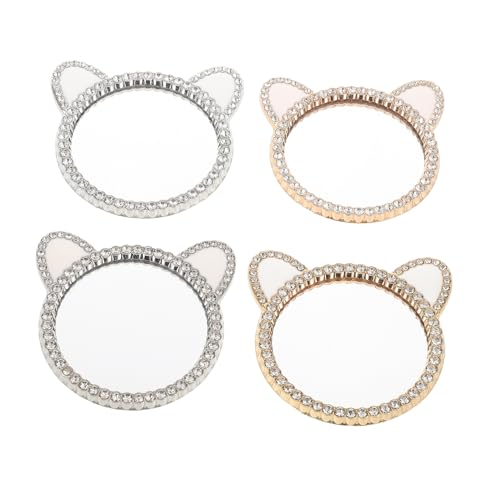 Operitacx 4 Stück Glitzernde Katzenohren Handyhülle mit Makeup Spiegel Diy Dekorative Accessoires für Frauen Kompaktspiegel im Süßen Design für Make Up und Selbstporträts von Operitacx