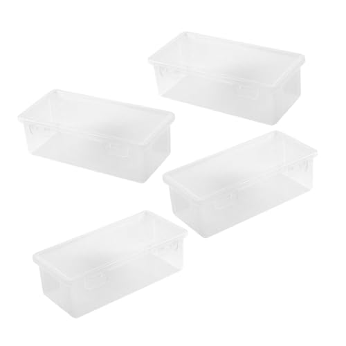 Operitacx 4 Stück Große Stapelbare Kunststoff Aufbewahrungsbox mit Klappdeckel Transparenter Bleistift Organizer mit Schnappverschluss Teiliges Platzsparend für Schule und Büro von Operitacx
