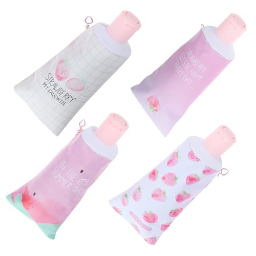 Operitacx 4 Stück Teiliges PU Mäppchen Zahnpasta Form Großes Fassungsvermögen Multifunktionale Stifttasche für Frauen Geräumiges Federmäppchen mit Reißverschluss Praktisches College von Operitacx