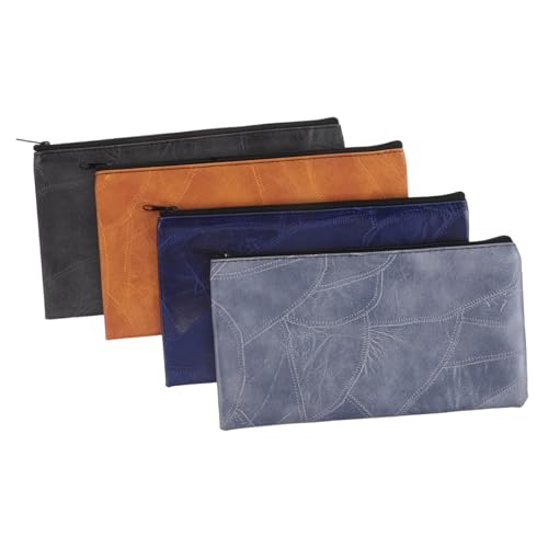 Operitacx 4 Stück Teiliges PU Reißverschluss Geldbeutel Rechteckige Multifunktions Aufbewahrungstasche für Bargeld Kosmetik Kleine Werkzeuge Bankeinzahlungsbeutel Tragbar und Leicht für von Operitacx