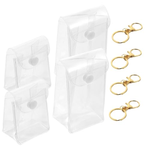 Operitacx 4 Stück Teiliges Transparenter Mini Aufbewahrungsbeutel mit Schlüsselanhänger Klare Modell Display Boxen für Puppensammlung Schmuck und Lippenstift Kompakte Organizer Vielseitige von Operitacx