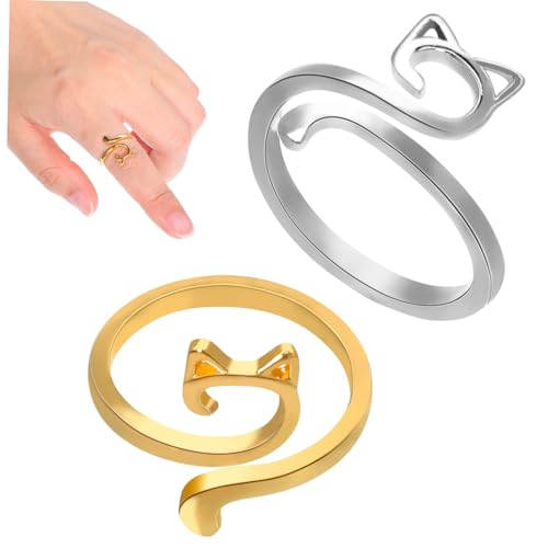 Operitacx 4 Stück Teiliges Verstellbare Häkelringe mit Katzenohren Komfortable Garnführung Glatte Oberfläche Geeignet für Häkeln Stricken Offene Finger Ringe Gold und Silber Operitacx 4 Stück Teiliges Verstellbare Häkelringe mit Katzenohren Komfortable Garnführung Glatte Oberfläche Geeignet für Häkeln Stricken Offene Finger Ringe Gold und Silber von Operitacx