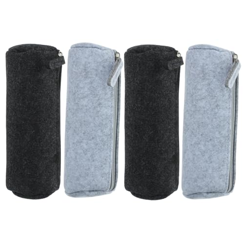 Operitacx 4stücke Filz Federmäppchen Stifte Aufbewahrungstasche Bürobedarfshalter Schulbedarf Reißverschluss Dunkelgrau Hellgrau von Operitacx