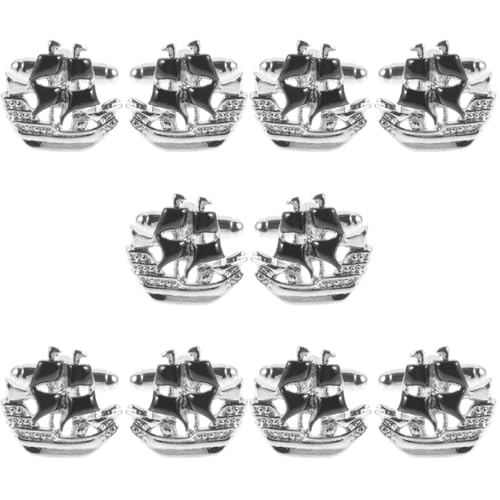 Operitacx 5 Paare Hochwertige Herren Manschettenknöpfe Form Eines Segelboots Cufflinks für Hemden für Hochzeit und Business Anlässe Langlebig und von Operitacx