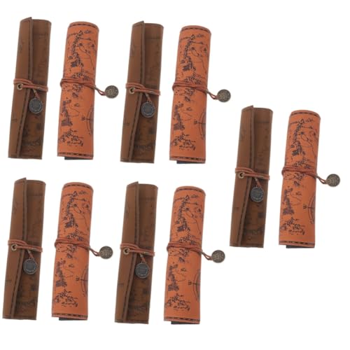 Operitacx 5 Sätze Vintage Canvas Pencil Roll Organizer Praktische Stift Und Bleistiftaufbewahrung Retro Design Hellbraun Und Dunkelbraun Für Künstler Und Schüler 2 Stücke * 5 von Operitacx