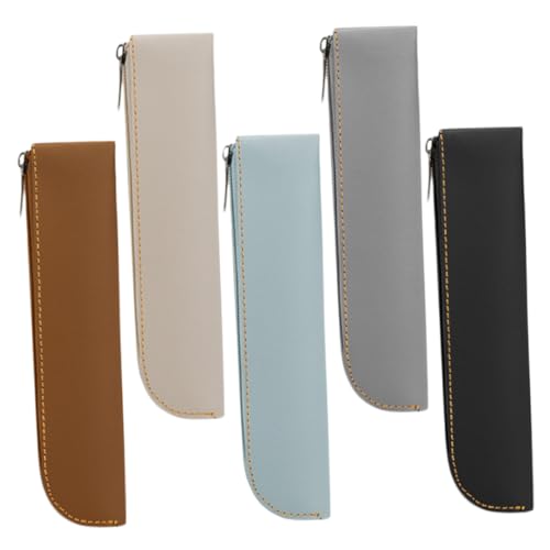 Operitacx 5 Stück Teiliges PU Leder Stifteetui Große Kapazität Breiter Reißverschluss für Einfachen Zugriff Robustes Federmäppchen für Schule und Büro Design Vielseitiger Organizer für von Operitacx