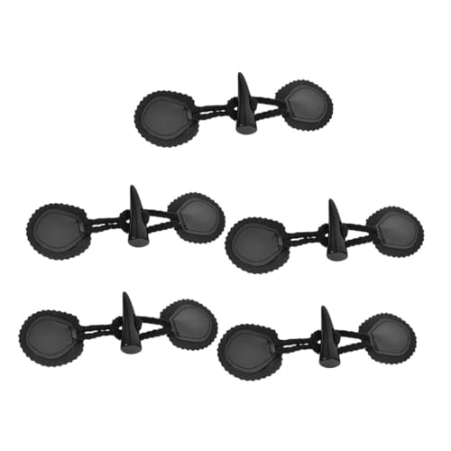 Operitacx 5stücke Knopf Für Mantelverschlüsse Schwarz Knebelknöpfe Aus Harz Und Pu-leder Hornknopfjacke Im Vintage-stil Mantelknopf Mit Sicherem Verschluss Nähknöpfe Für von Operitacx