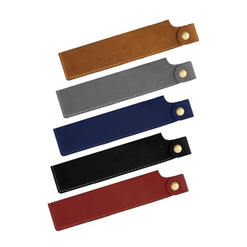 Operitacx 5 Stück Teiliges Wasserfester Vintage PU Leder Stiftetui für Kugelschreiber und Füllfederhalter Praktischer Stiftfall für Studenten und Büro Retro Design Schwarz Braun Dunkelblau von Operitacx