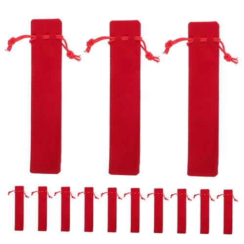 Operitacx 50 Stück Federmäppchen mit Kordelzug Taschen für Schreibgeräte Federtasche mit Kordelzug Stiftebeutel für Schreibwaren Brunnenpenstfall Dekorativer Stifthalter Flanell rot von Operitacx