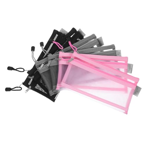 Operitacx 6 Stück Teiliges Doppellagige Nylon-mesh Federmäppchen mit Reißverschluss Transparente Leichte Stifttasche für Schule Büro Reisen Vielseitiger Organizer für Kosmetik und Kleinteile von Operitacx