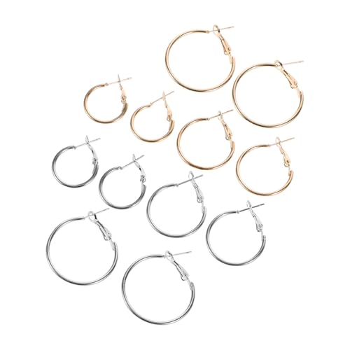 Operitacx 6 Stück Teiliges Große C Förmige Ohrschmuck Creolen in Gold und Weißgold Damen Modische Runde Ohrhänger Vielseitig Kombinierbar Elegant für Alltag und Fest von Operitacx