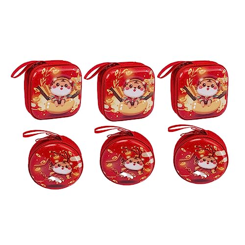 Operitacx 6 Stück Teiliges Tiger Jahr Geldbörsen aus Hochwertigem Weißblech Tragbare Verschleißfeste Münzbeutel für Kleingeldaufbewahrung Praktische Geschenkidee zum Jahr Tiger Kompakt und von Operitacx