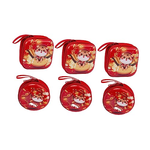 Operitacx 6stücke Münzbeutel Aus Weißblech Für Junge Mädchen Mit Tigerjahr Weißblechbeutel Im Tigerjahr Design Münzgeldbörse Aus Hochwertigem Weißblech Für Kopfhörer Und Münzen von Operitacx