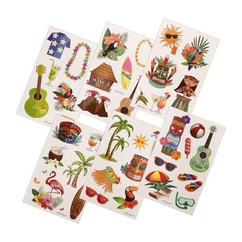 Operitacx 6blätter Hawaiianische Temporäre Tattoos Aufkleber Wasserdichte Strandparty Dekoration Für Frauen Einzigartiges Design Einfach Zu Anwenden Und Entfernen Für Sommerfestivals von Operitacx