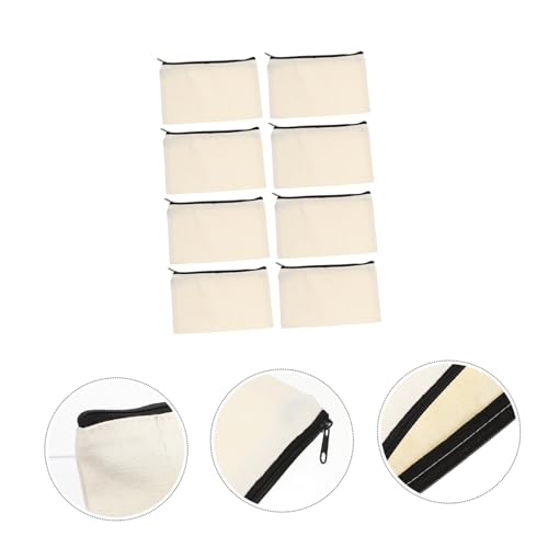 Operitacx 8 Stück Teiliges Canvas Federmäppchen mit Glattem Reißverschluss Vielseitige Stifttasche und Kosmetiktasche Naturfarben für Schule Reisen DIY und Schreibwarenaufbewahrung von Operitacx