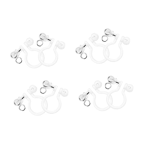 Operitacx 8 Stück Teiliges Set Resin Ohrclips für Piercings Schmerzfreie Diy Ohrring Bauteile Silberfarbene U Form Leichte Allergiefreie Ohrringhalterung Basteln und Tragen von Operitacx