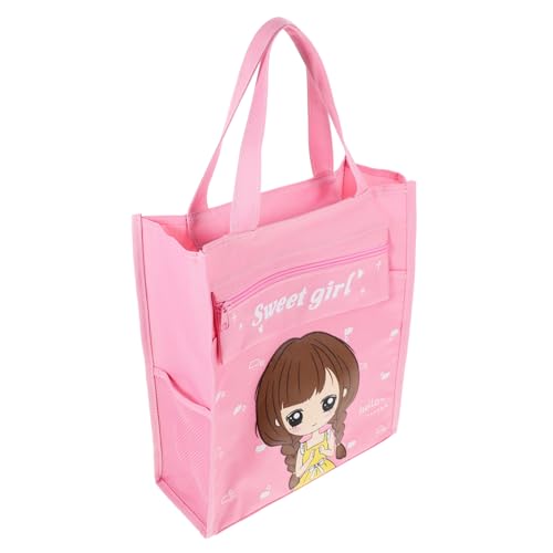 Operitacx Aufbewahrungstasche Cartoon-Einkaufstasche Handtasche Kosmetiktasche Schulzubehör Für Mädchen Stifttasche Lunchbox-Tasche Handliche Tragetasche Büro Haushalt Rosa TPU Mäppchen von Operitacx