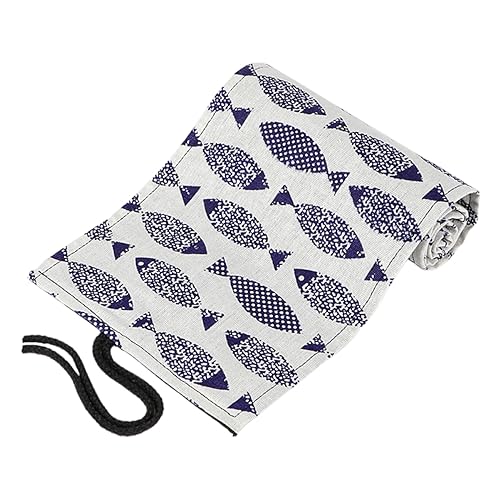 Operitacx Bleistiftrolle Aus Canvas Für Künstler Tragbare Stifteaufbewahrung Mit 48 Slots Cartoon Saury Muster Schulzubehör Organizer Für Zeichnungen Und Malvorlagen von Operitacx