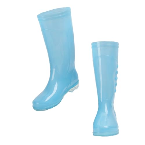 Operitacx Damen Gummistiefel Hohe wasserdichte Regenstiefel aus Transparentem PVC mit Rutschfester Sohle und Langlebigem Material Bequem für Outdoor Gartenschuhe Candy Blau von Operitacx