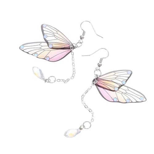 Operitacx Dress Up Ohrringe Schmetterling Baumeln Kristall Schmetterlingsflügel Romantische Schmetterling Ohrringe Mintgrüne Insekten Damen Cosplay von Operitacx