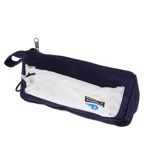 Operitacx Federmäppchen Schreibwarenbeutel Federmäppchen Ästhetik Federmäppchen mit Fächern Zipper -Bleistiftbeutel süßes ästhetisches Federmäppchen Weiches Federmäppchen Etui Segeltuch Blau von Operitacx