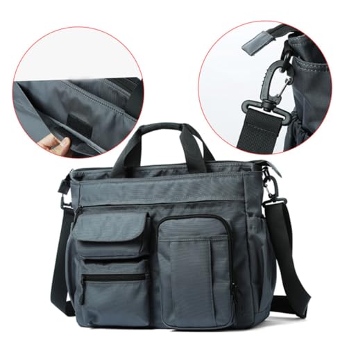 Operitacx Große Herren Schultertasche aus Oxford Leichte Praktische Umhängetasche mit Viel Stauraum Multifunktional als Tote und Messenger Bag für Business Reisen und Alltag Graue Sling Bag von Operitacx