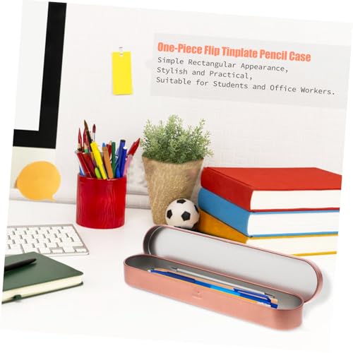 Operitacx Großes Rechteckiges Metall Federmäppchen mit Klappbarem Deckel Wasserdichtes Robustes Stifteetui aus Metall für Schule und Büro Multifunktionale Aufbewahrung für Stifte und Kleine von Operitacx