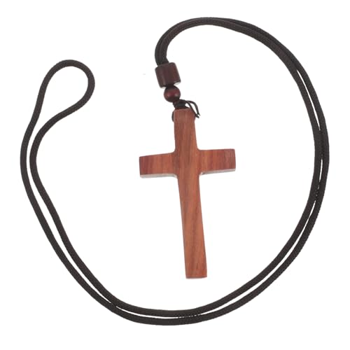 Operitacx Halskette Mit Kreuzanhänger Aus Holz Für Damen Und Herren Vintage Kruzifix Halskette Schmuck Für Kirche Ostern Und Den Alltag von Operitacx
