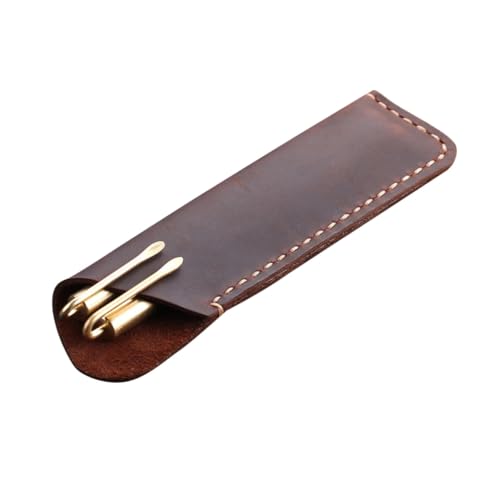 Operitacx Handgefertigtes Vintage Leder Pen Case Stiftetui mit Retro Design Robuste Aufbewahrungstasche für Stifte für Büro Schule und Uni Echtes Rindsleder in Kaffee Farbe von Operitacx