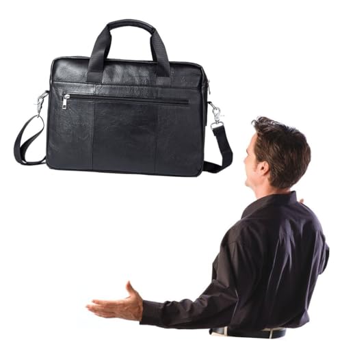 Operitacx Herren Business Aktentasche aus Leder Große Kapazität Multifunktionale Umhängetasche Schultertasche für Geschäftsreisen und Alltag Langlebig und Stilvoll Schwarz von Operitacx